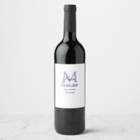Graduate add name monogram purple simple minimal m