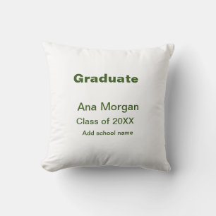 Graduate add name school name class of 20XX simple Throw Pillow