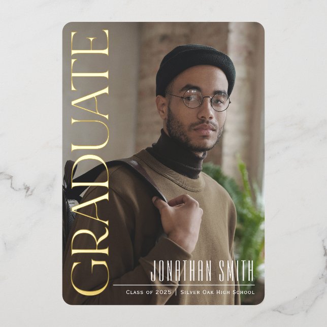 Graduate, Aesthetic Photo graduation announcement (Front)