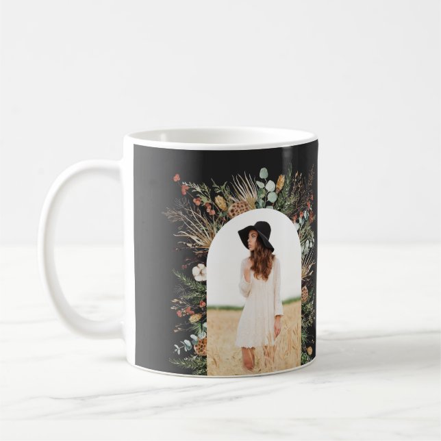 Graduate arch 1 photo black botanical modern mug (Left)
