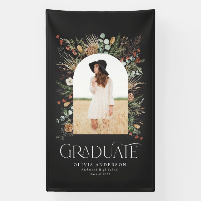 Graduate arch 1 photo black white botanical modern banner (Vertical)