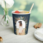 Graduate arch 1 photo blue botanical modern  paper cups<br><div class="desc">Graduate natural modern blue elegant watercolor dried botanical floral muted colours arch 1 photo party decor. Contemporary modern typography.</div>