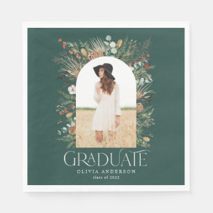 Graduate arch 1 photo green botanical party  napkin