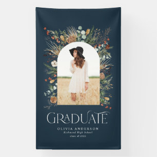Graduate arch 1 photo navy blue botanical modern banner