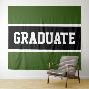 GRADUATE Athletic Dark Green Black White Stripes  Tapestry