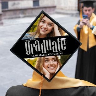 Graduate Black and White Photo Template Graduation Cap Topper