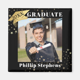 Graduate Black Gold Cap Photo Stars Your Colour Magnet
