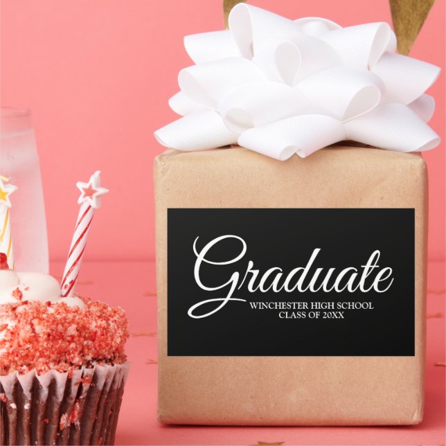 Graduate black personalized school class year sticker (Party)
