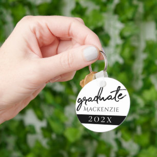 Graduate Black Script Classic Keepsake with Year Keychain