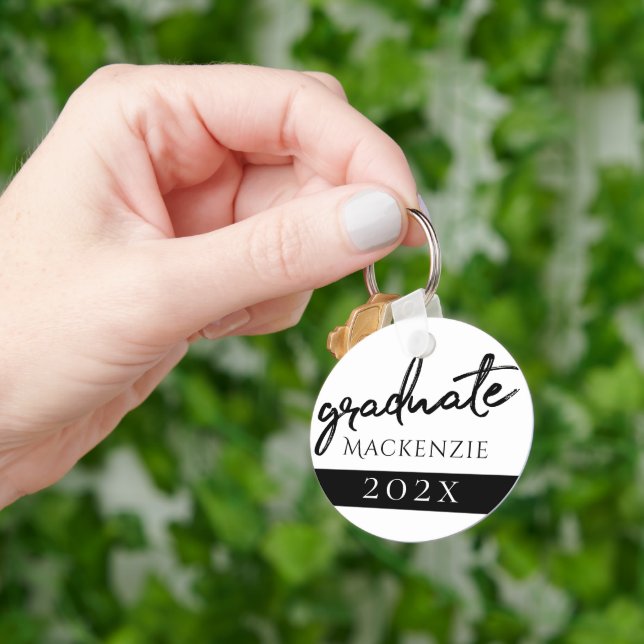 Graduate Black Script | Classic Keepsake with Year Keychain (Hand)