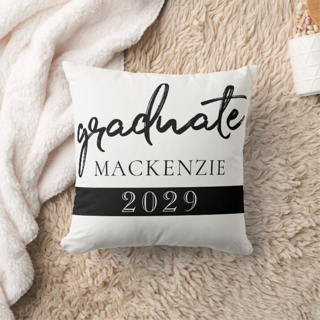 Graduate Black Script | Classic Keepsake with Year Throw Pillow (Blanket)