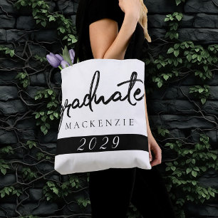 Graduate Black Script   Classic Keepsake with Year Tote Bag