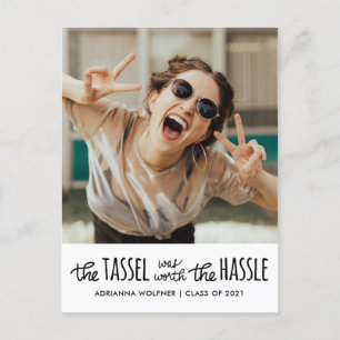 Graduate Black Typography Save The Date Photo An Announcement Postcard