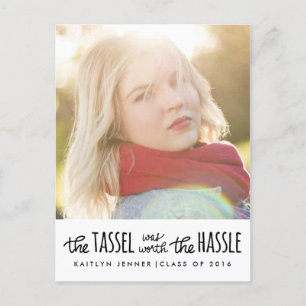 Graduate Black Typography Save The Date Photo Announcement Postcard