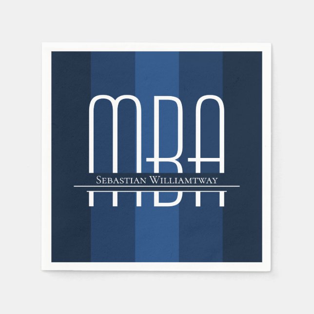 Graduate Blue MBA Graduation Party Napkin (Front)
