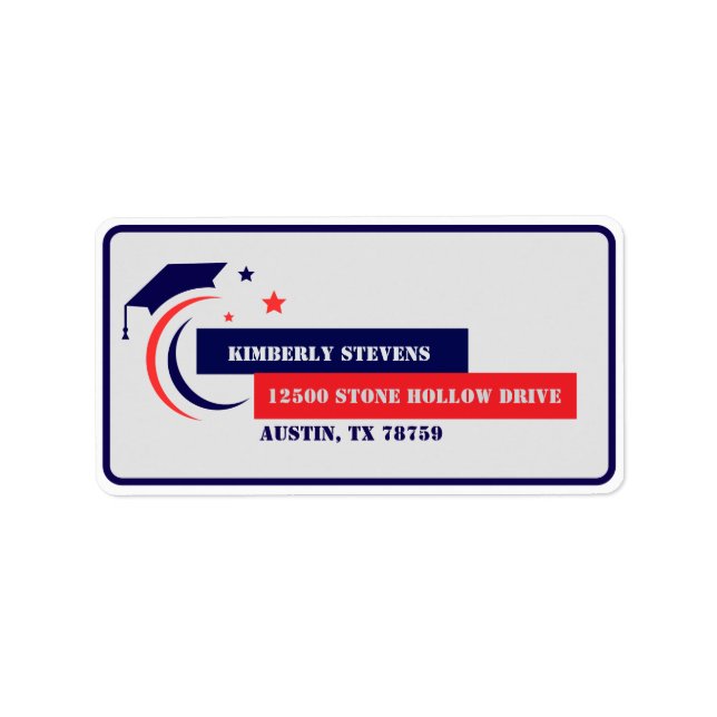 Graduate Blue Red White Graduation Label (Front)