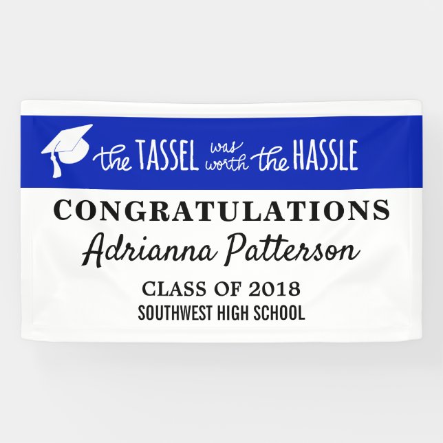 Graduate Blue | The Tassel Was Worth The Hassle Banner (Horizontal)