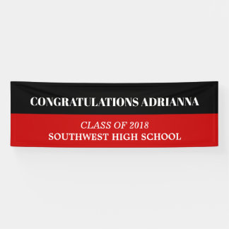 Graduate Bold Script Congratulations Black Red Banner