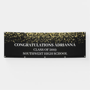 Graduate Bold Script Congratulations Gold Confetti Banner
