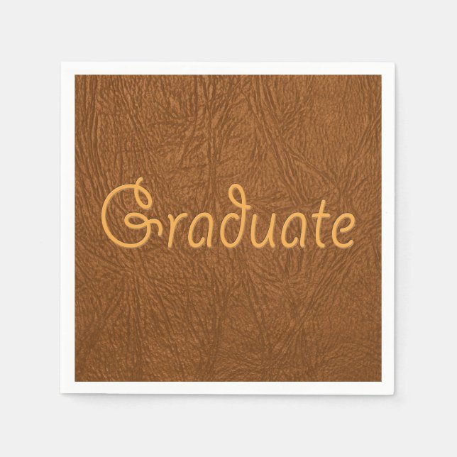 Graduate Brown Cowhide Leather Texture Look Napkin (Front)