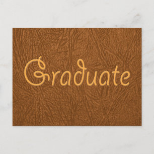 Graduate Brown Cowhide Leather Texture Look Postcard