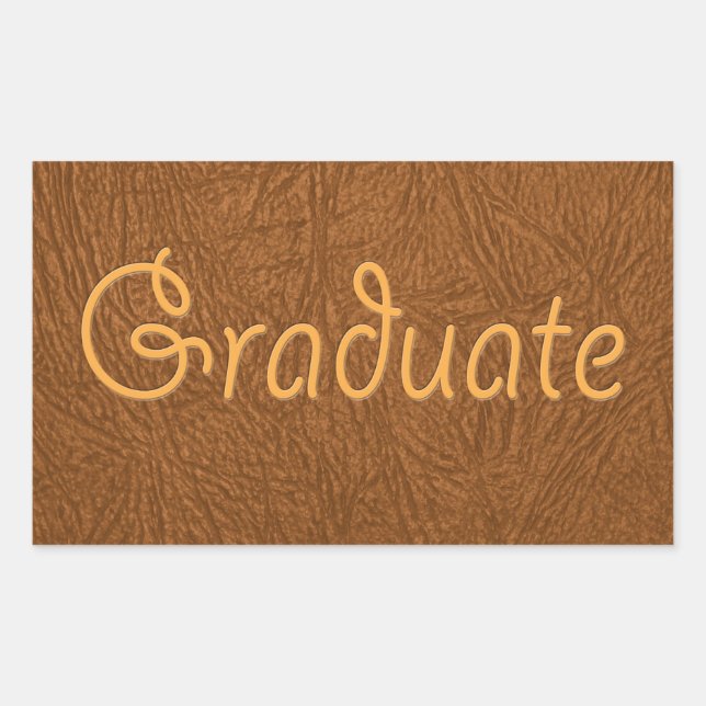 Graduate Brown Cowhide Leather Texture Look Sticker (Front)