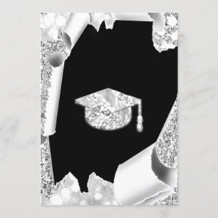 Graduate CAP Bachelorette Party Black Grey Invitation