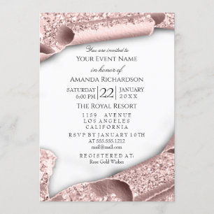 Graduate CAP Bachelorette White Rose Pink 3D Invitation