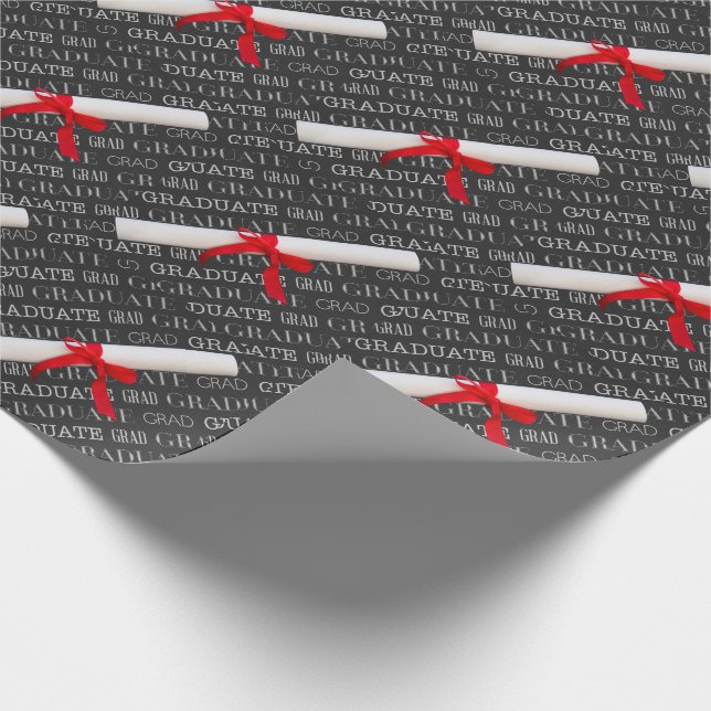 Graduate Chalkboard and Diploma Theme Wrapping Paper (Corner)