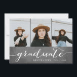 Graduate Chalkboard Photo Collage | Graduation Invitation<br><div class="desc">This simple and chic 3-photo graduation announcement photo card features a collage with whimsical script lettering that highlights the graduate. The background is a faux chalkboard effect for a modern touch. Add additional details to the back to create a party invitation. Select a die-cut shape, textured paper or an ultra-thick...</div>