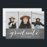 Graduate Chalkboard Photo Collage | Graduation Invitation<br><div class="desc">This simple and chic 3-photo graduation announcement photo card features a collage with whimsical script lettering that highlights the graduate. The background is a faux chalkboard effect for a modern touch. Add additional details to the back to create a party invitation. Select a die-cut shape, textured paper or an ultra-thick...</div>