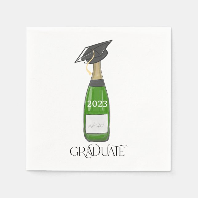 Graduate Champagne Graduation Cap Year Party Napkin (Front)