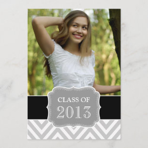 GRADUATE CLASS OF 2013 BLACK GREY CHEVRON INVITATION