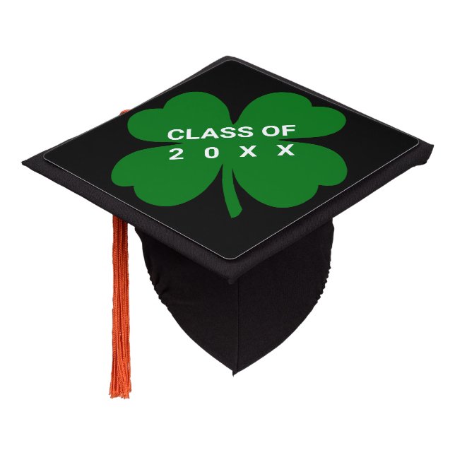 Graduate Class of 2023 Green Shamrock Graduation Cap Topper (Angled)
