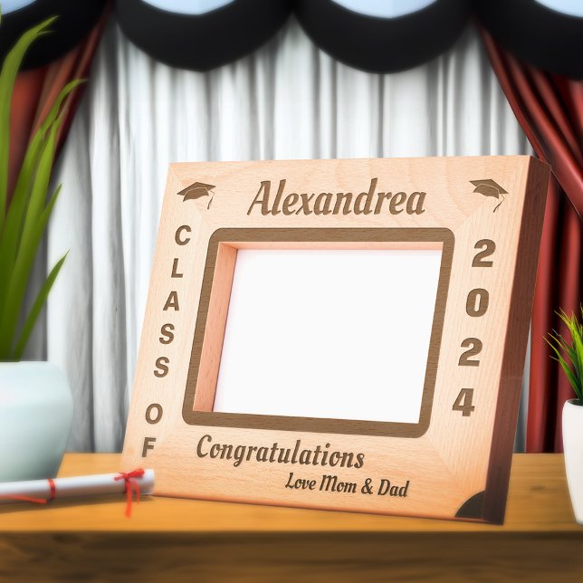 Graduate Class Of 2024 Congratulations Wooden  Etched Frames (Graduate Class Of 2024 Congratulations Wooden Etched Frame is great for the graduate in your life. )