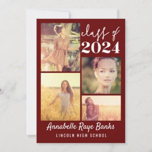 Graduate Class of 2024 Maroon Printable Invitation