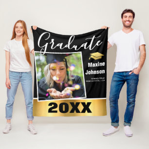 Graduate 'Class of 2024' Photo Graduation Keepsake Fleece Blanket