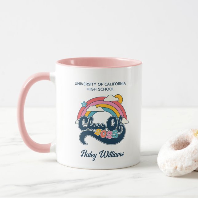 Graduate Class of 2025 Gift Retro Personalized Mug (With Donut)