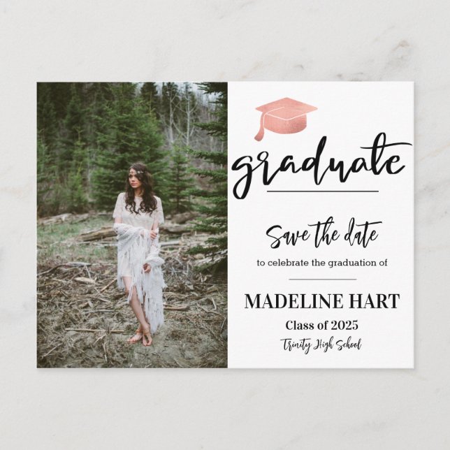 Graduate Class of 2025 | Save The Date Photo   Announcement Postcard (Front)