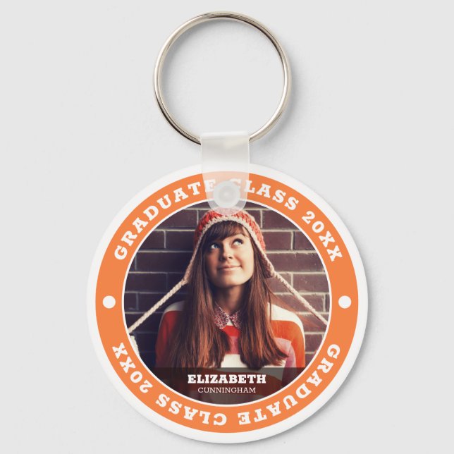 Graduate Class of 20XX Graduation Photo Keychain (Front)