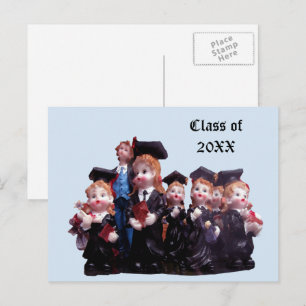 Graduate Class of 20XX Porcelain Figurines Photo Announcement Postcard