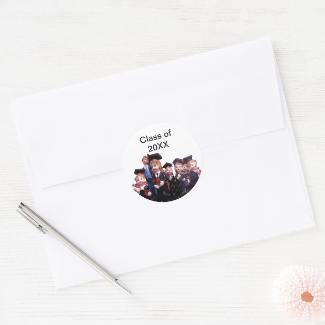 Graduate Class of 20XX Porcelain Figurines Photo Classic Round Sticker (Envelope)