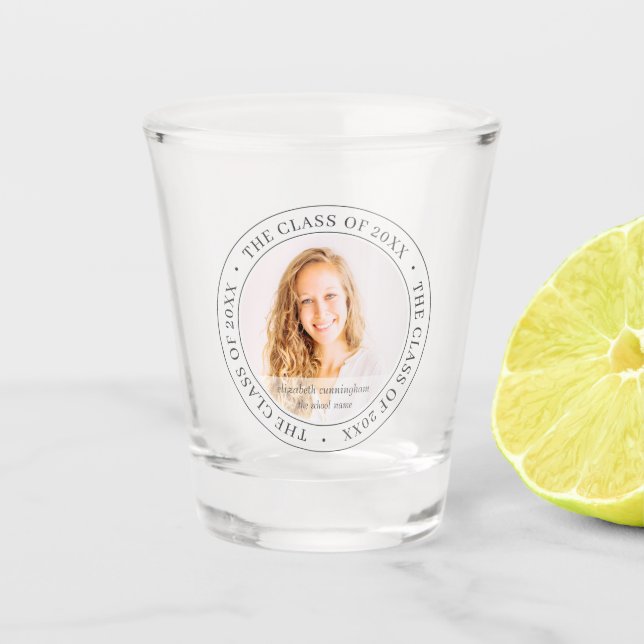 Graduate Class of 20XX Simple Modern Custom Photo Shot Glass (Front)