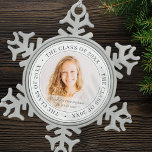 Graduate Class of 20XX Simple Modern Custom Photo Snowflake Pewter Christmas Ornament<br><div class="desc">This simple and classic design is composed of sans serif and playful cursive typography and add a custom photo.</div>