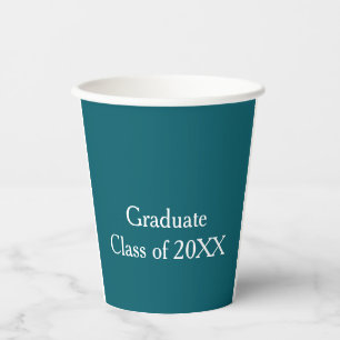 Graduate class of 20XX turquoise congrats yearname Paper Cups
