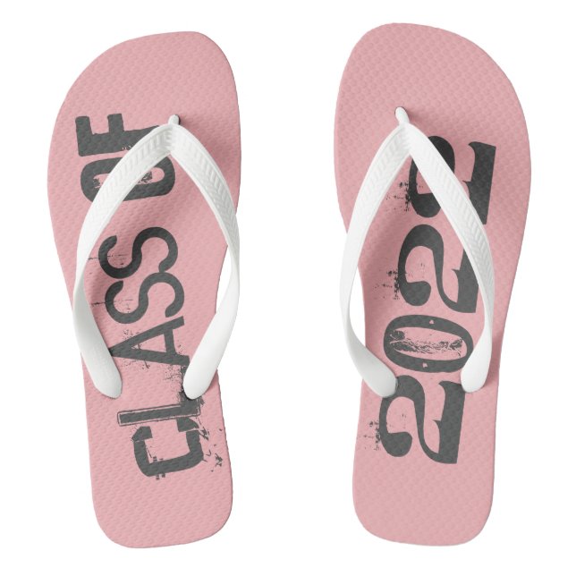 Graduate Class of Graduation Pink White Flip Flops (Footbed)