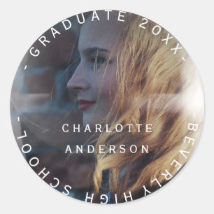 Graduate Class Of Name Custom Photo Bubble Classic Round Sticker