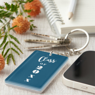 Graduate Class of Year School Colours Blue Keychain