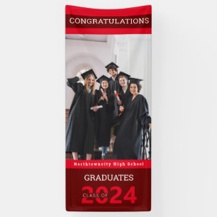 Graduate Class Red Burgundy Photo Graduation Banner
