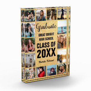 Graduate Collage Gold Graduation Photo Block